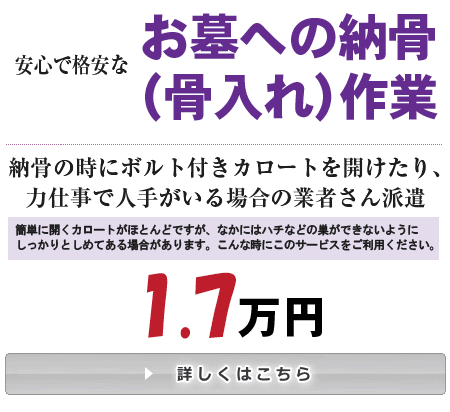 お墓への骨入れ支援・作業